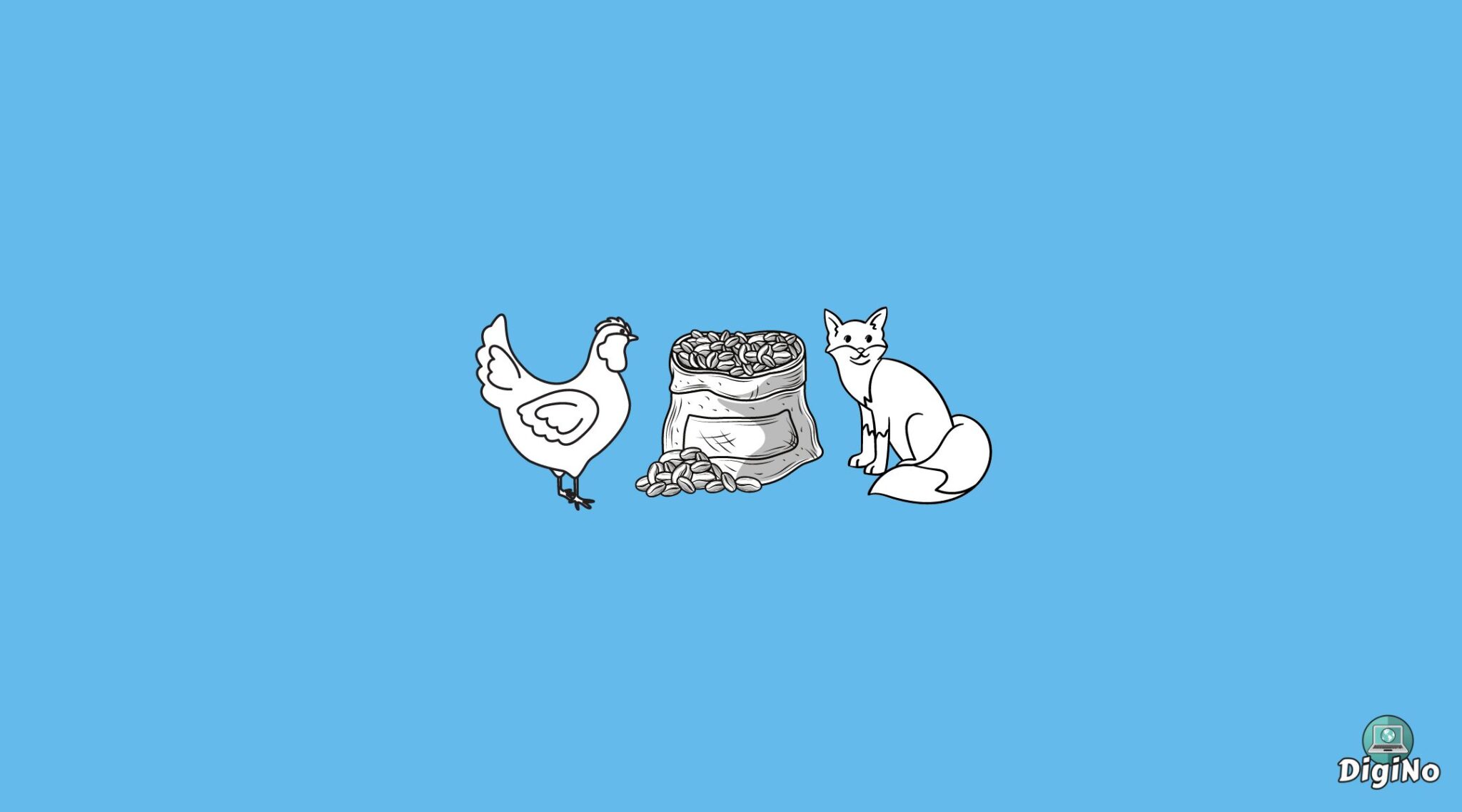 Chicken, Fox and Grain Riddle (Solution Using Original Images) DigiNo