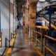 Industrial factory interior with a conveyor
