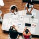 Team in an office discussing a project
